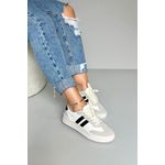Tênis 2 Faixas_3106- Branco/ Preto