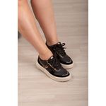 Tênis Detalhe Animal Print Passador_3140- Preto
