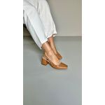Scarpin Detalhe Fivela Bico Quadrado 6 cm_3168- Caramelo