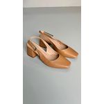 Scarpin Detalhe Fivela Bico Quadrado 6 cm_3168- Caramelo