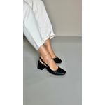Scarpin Detalhe Fivela Bico Quadrado 6 cm_3168- Preto
