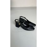 Scarpin Detalhe Fivela Bico Quadrado 6 cm_3168- Preto