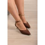 Scarpin Luxo Peça Tornozelo 6 cm_3218- Marrom