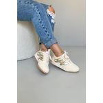 Tênis Luxo A11510_3304- Creme/ Ouro