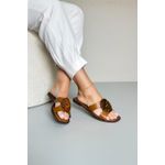 Sandália Rasteira Peça Orgânica Redonda_3390- Caramelo