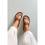 Sandália Papete em Couro Dedo Trama_3437- Marrom