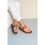 Sandália Papete em Couro Dedo Trama_3437- Marrom