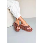 Sandália Flat Dedo Trama_3442- Marrom