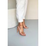 Sandália Bico Folha Laço Tacha 10 cm_3453- Caramelo