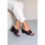 Tamanco Salto Geométrico 9 cm_3455- Marrom