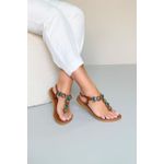 Sandália Rasteira Dedo Pedras_3471- Marrom