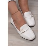 Mocassim Detalhe Fivela Elo Strass Super Confortável_349- Branco 