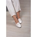 Mocassim Detalhe Fivela Elo Strass Super Confortável_349- Branco 