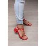 Sandália Detalhes Dourados Corte Laser 5 cm_437- Vermelho