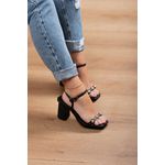 SANDÁLIA TIRAS SIMPLES APLICAÇÕES 9CM_443 - PRETO