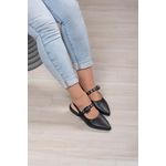 Sapatilha slingback Fivela/Ilhós_485- Preto