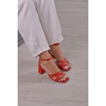 Sandália Tiras Fivela 7 cm_558- Vermelho