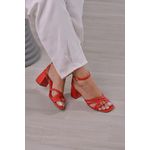 Sandália Tiras Fivela 7 cm_558- Vermelho