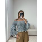 BLUSA LORENA LASTEX AZUL