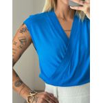 BLUSA TRESPASSADA TRICOZINHO AZUL