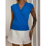 BLUSA TRESPASSADA TRICOZINHO AZUL