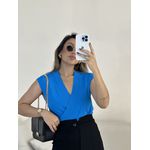 BLUSA TRESPASSADA TRICOZINHO AZUL