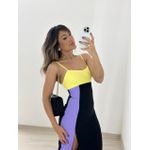 VESTIDO TRICOLOR MIDI AMARELO