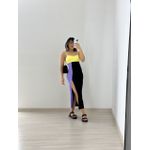 VESTIDO TRICOLOR MIDI AMARELO