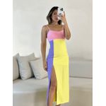 VESTIDO TRICOLOR MIDI ROSA