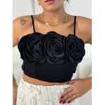 CROPPED MEL FLORES PRETO