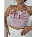 CROPPED MEL FLORES ROSA QUEIMADO