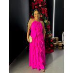 VESTIDO CF BABADOS LONGO PINK