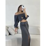 CROPPED MELISSA COSTAS ABERTA CINZA