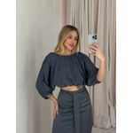 CROPPED MELISSA COSTAS ABERTA CINZA