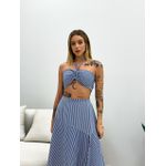 CONJUNTO MILENA SAIA MIDI AZUL LISTRADO