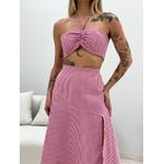 CONJUNTO MILENA SAIA MIDI ROSA LISTRADO