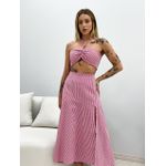 CONJUNTO MILENA SAIA MIDI ROSA LISTRADO