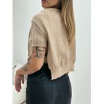 BLUSA TRICOT C/ SOBREPOSÇÃO NUDE