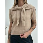 BLUSA TRICOT C/ SOBREPOSÇÃO NUDE