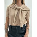 BLUSA TRICOT C/ SOBREPOSÇÃO NUDE