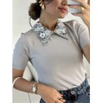 BLUSA MAIA GOLA BORDADA CINZA