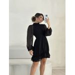 VESTIDO FLAVIANA MANGA LONGA PRETO