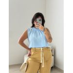 BLUSA LAVÍNIA GOLA DRAPEADA BABY BLUE