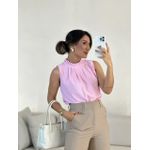 BLUSA LAVÍNIA GOLA DRAPEADA BABY PINK