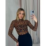 BLUSA ONÇA TULE MARROM