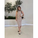 VESTIDO LAIS CANELADO NUDE LISTRADO