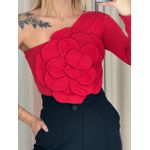 CROPPED FLOR NULA MANGA VERMELHO