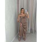 VESTIDO ISA MIDI ACETINADO NUDE