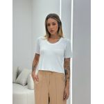 BLUSA MALHA TRICÔ CANELADA BRANCA