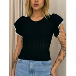 BLUSA LARA TRICOT MANGA BABADO PRETA